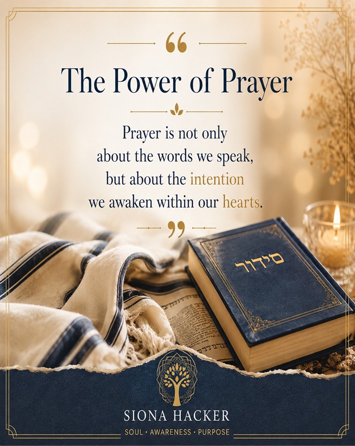 Ana B'Koach Kabbalistic prayer with an inspirational quote about spiritual intention and inner connection.