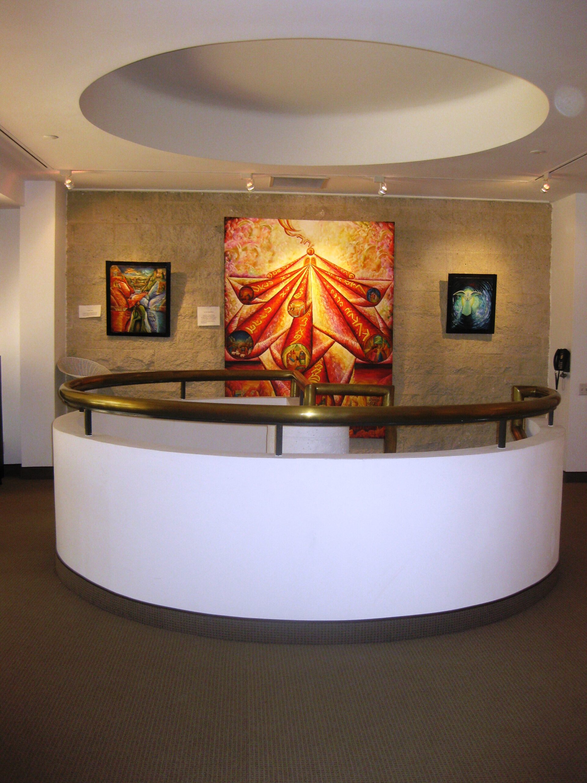 Art gallery displaying large original Kabbalah-inspired oil paintings by Siona Thacker.