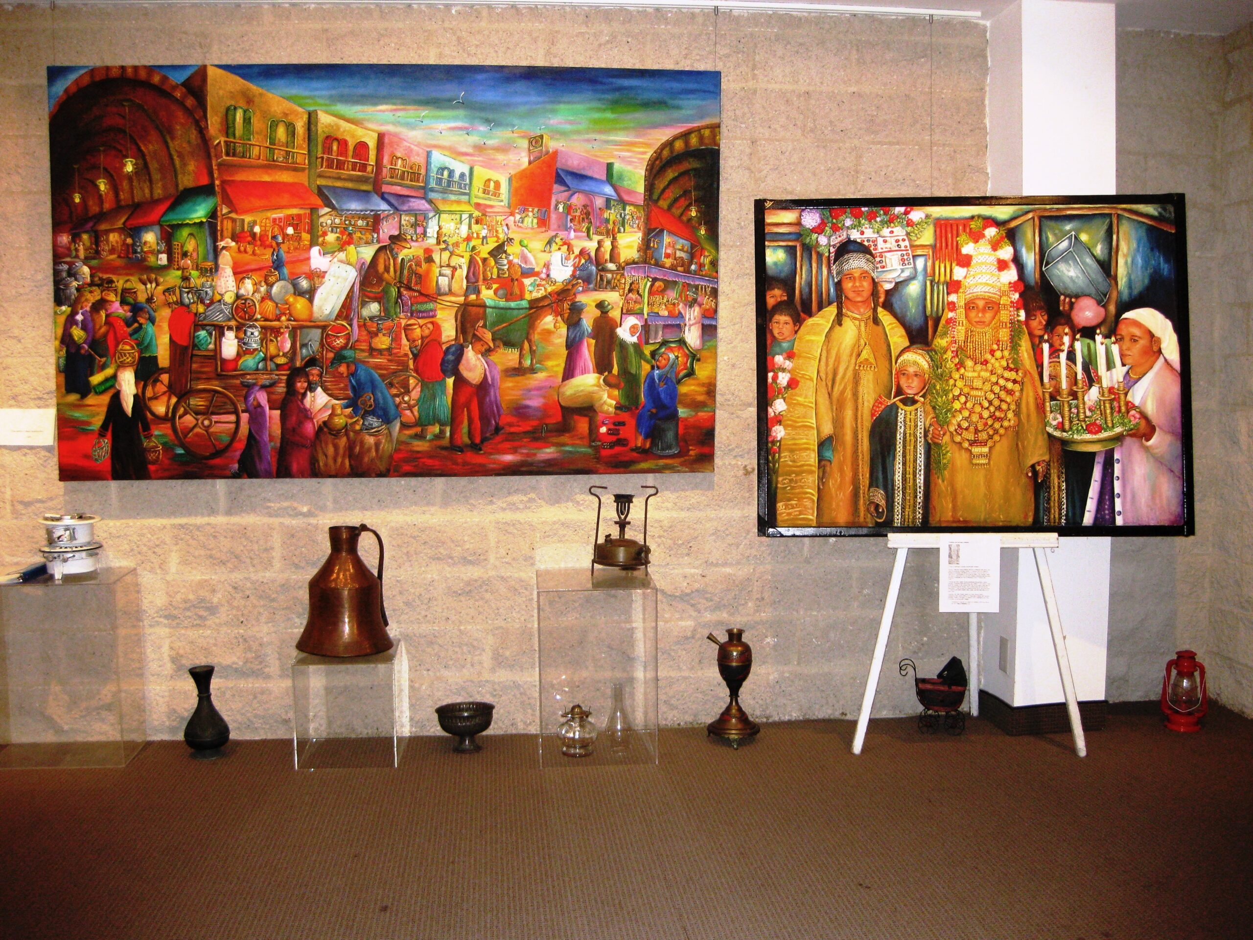 Original paintings by Siona Thacker displayed at her solo exhibition in Beverly Hills, California.